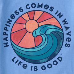 Women's Happiness Comes in Waves Tie Dye Short Sleeve Crusher Boxy Tee