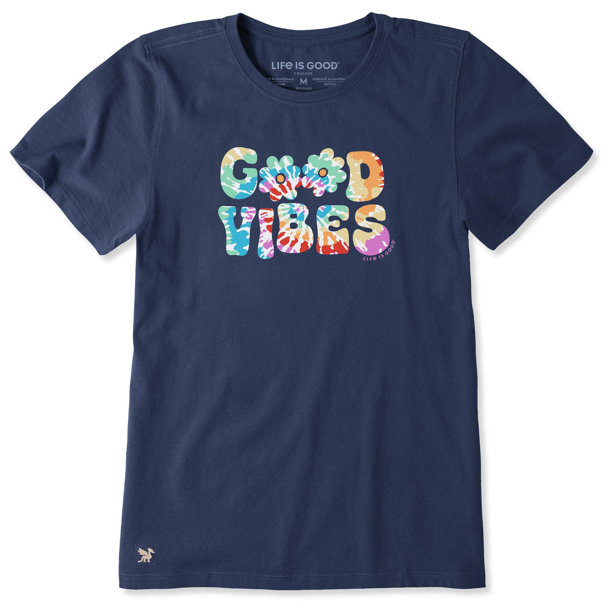 Women's Good Vibes Tie Dye Type Short Sleeve Crusher Tee