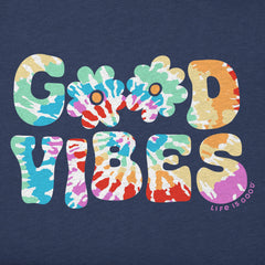 Women's Good Vibes Tie Dye Type Short Sleeve Crusher Tee