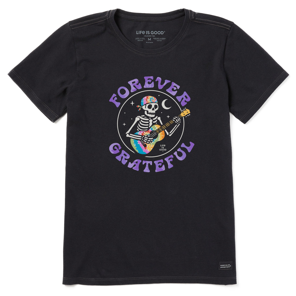 Women's Forever Grateful Tie Dye Guitar Short Sleeve Crusher Tee