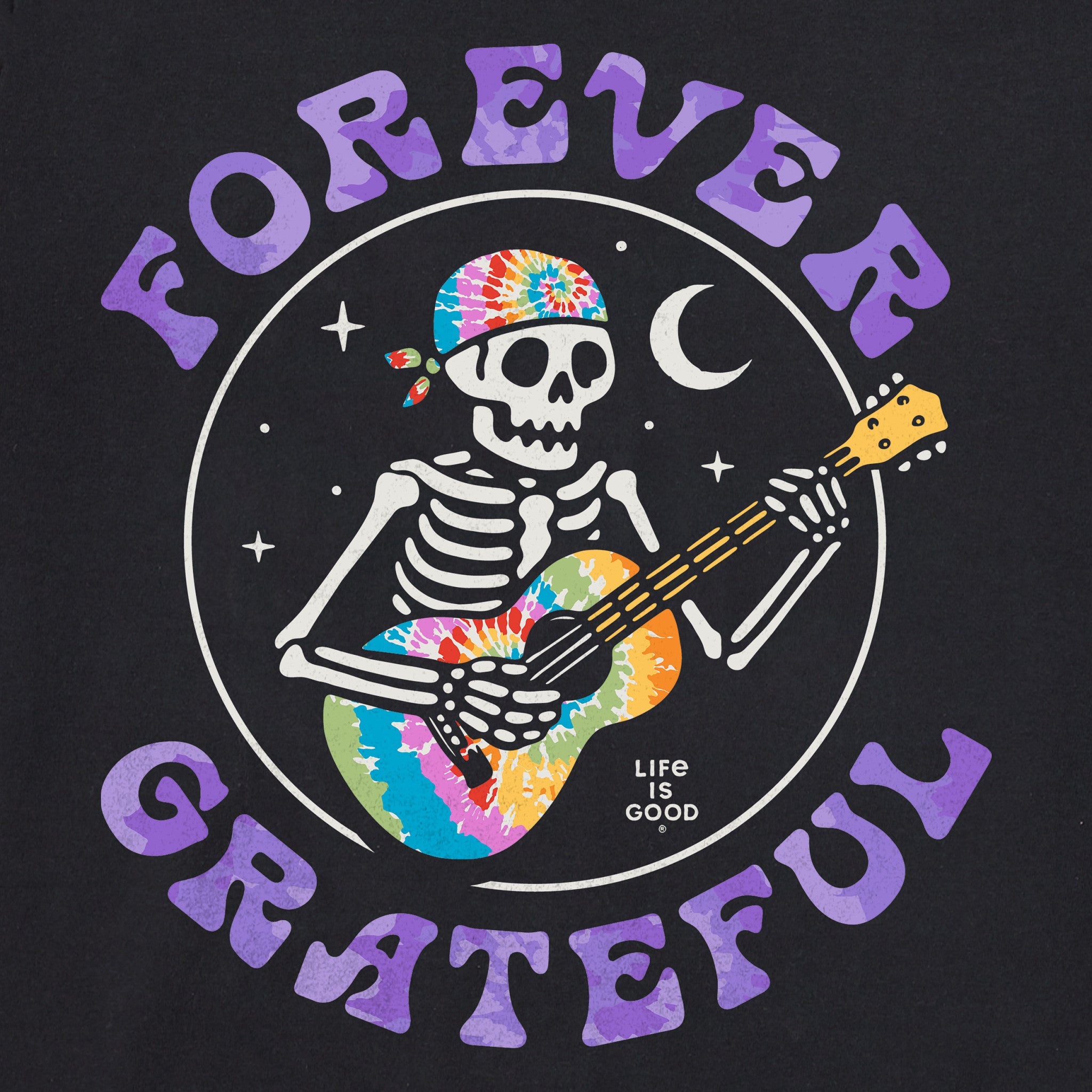 Women's Forever Grateful Tie Dye Guitar Crusher-LITE Shrunken Tee