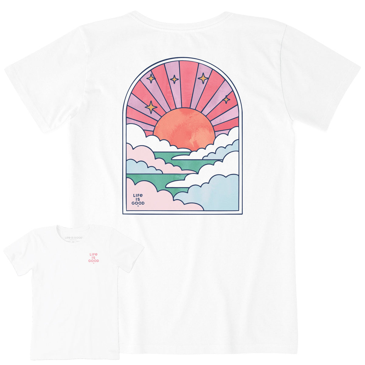 Women's Cloudy Sunset Tie Dye Short Sleeve Crusher Tee