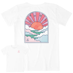 Women's Cloudy Sunset Tie Dye Short Sleeve Crusher Tee
