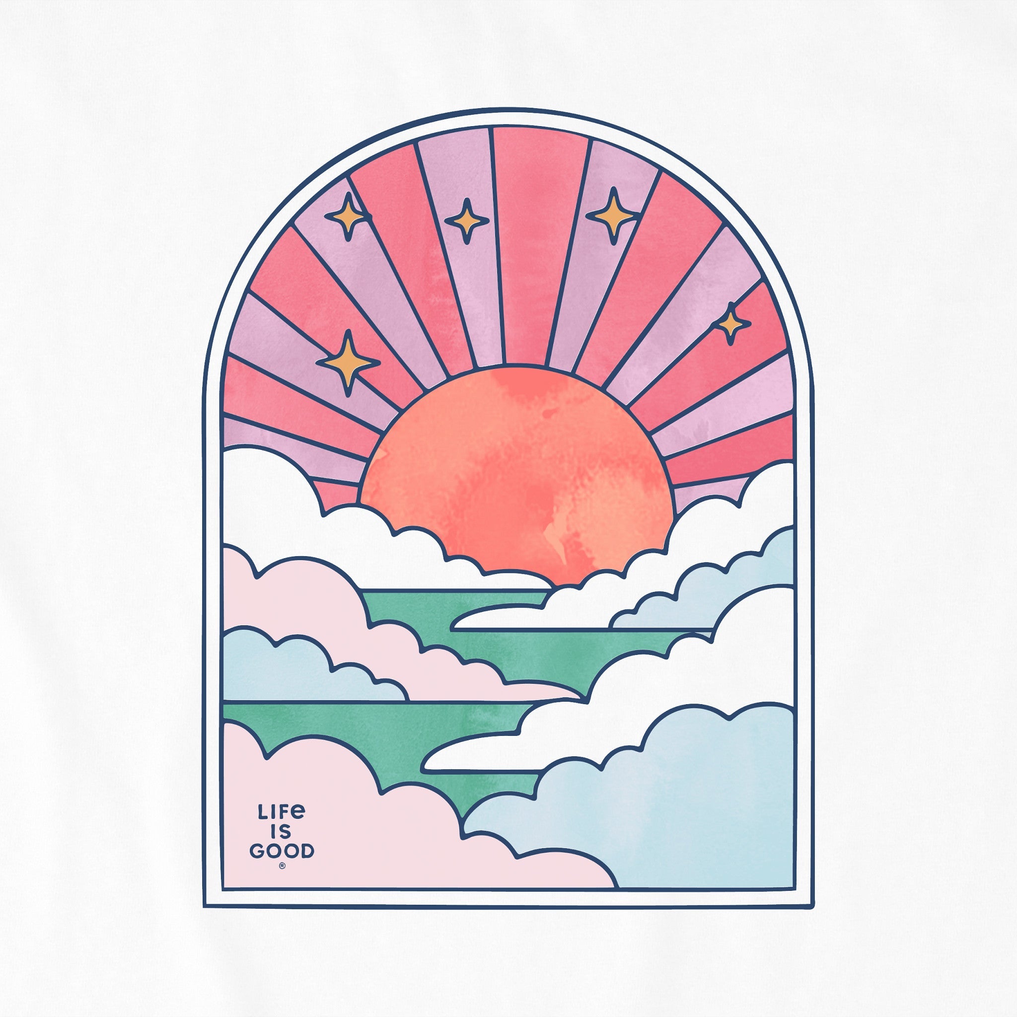 Women's Cloudy Sunset Tie Dye Short Sleeve Crusher Tee