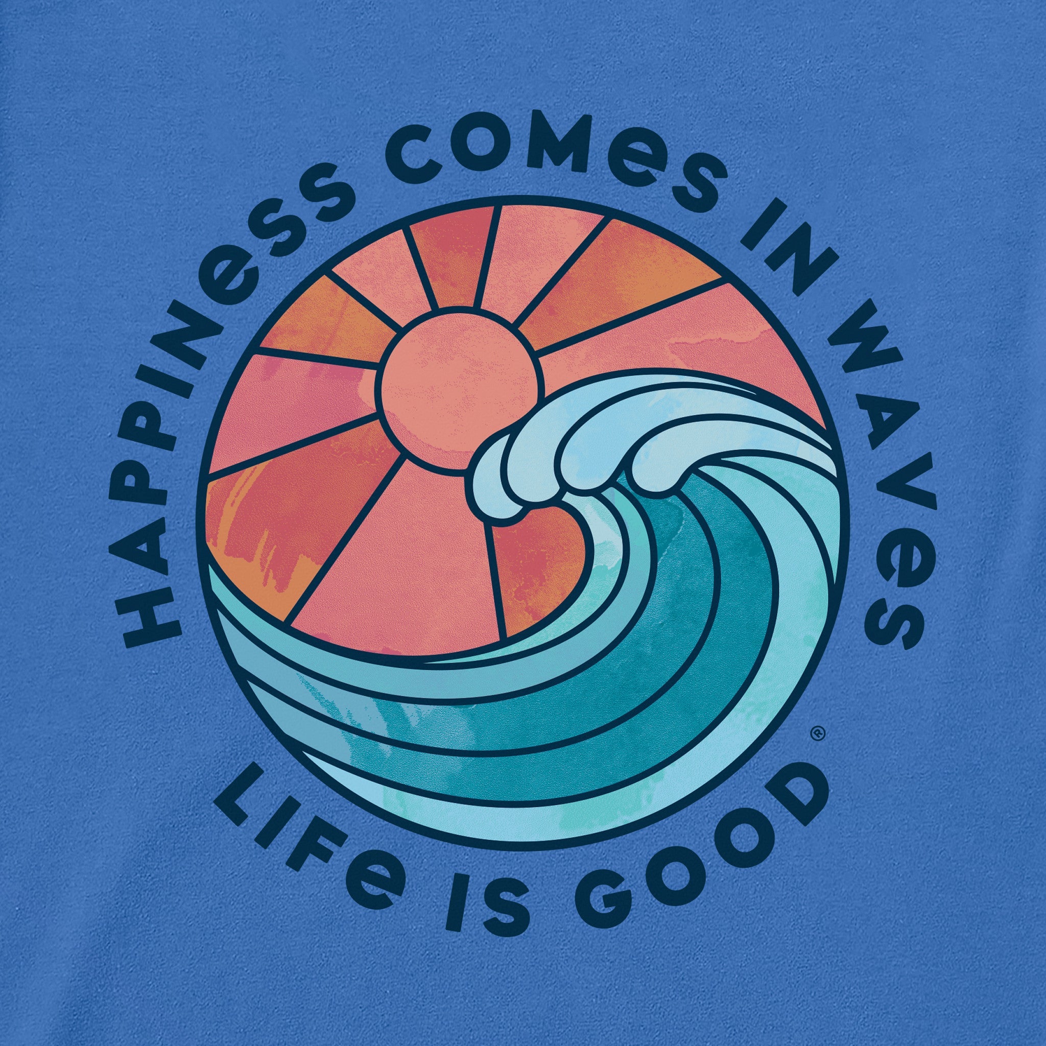Women's Happiness Comes in Waves Tie Dye Short Sleeve Crusher Tee