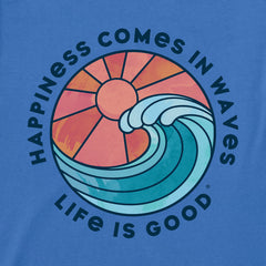 Women's Happiness Comes in Waves Tie Dye Short Sleeve Crusher Tee