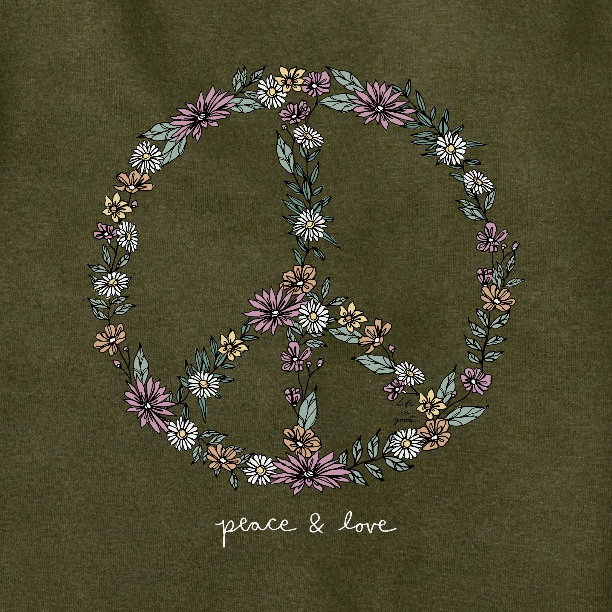 Adult Unisex Wildflower Love Peace Sign Every Wear Hoodie Sweatshirt