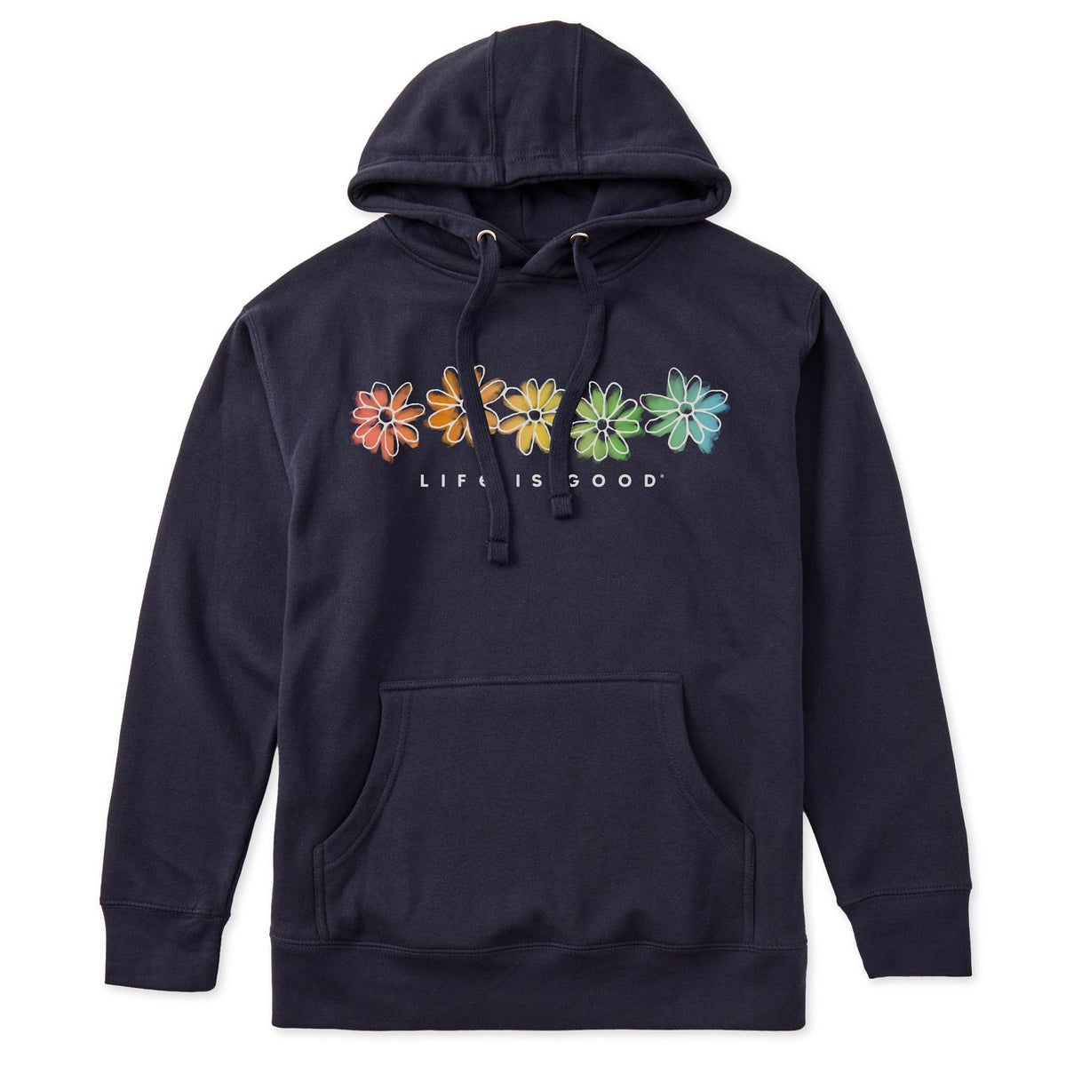 Adult Unisex Rainbow Daisies Every Wear Hoodie Sweatshirt