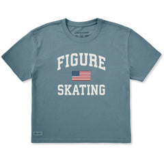Women's Figure Skating Arch Short Sleeve Crusher Boxy Tee