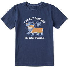Kids Friends in Low Places Corgi Short Sleeve Crusher Tee