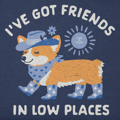 Women's Friends in Low Places Corgi Short Sleeve Crusher Boxy Tee