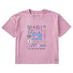 Women's I'll Be in My Office Sewing Short Sleeve Crusher Boxy Tee