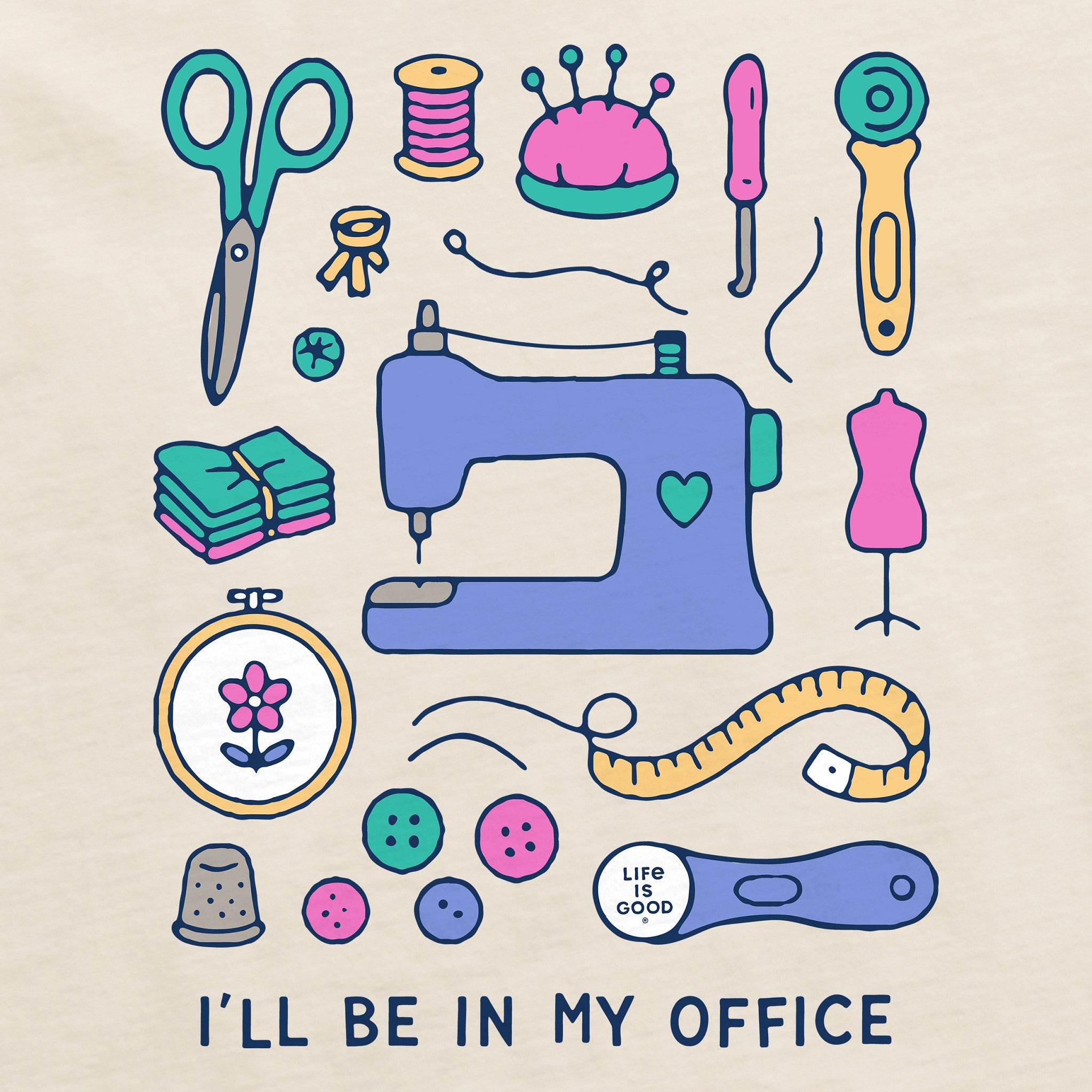 Women's I'll Be in My Office Sewing Short Sleeve Crusher Boxy Tee