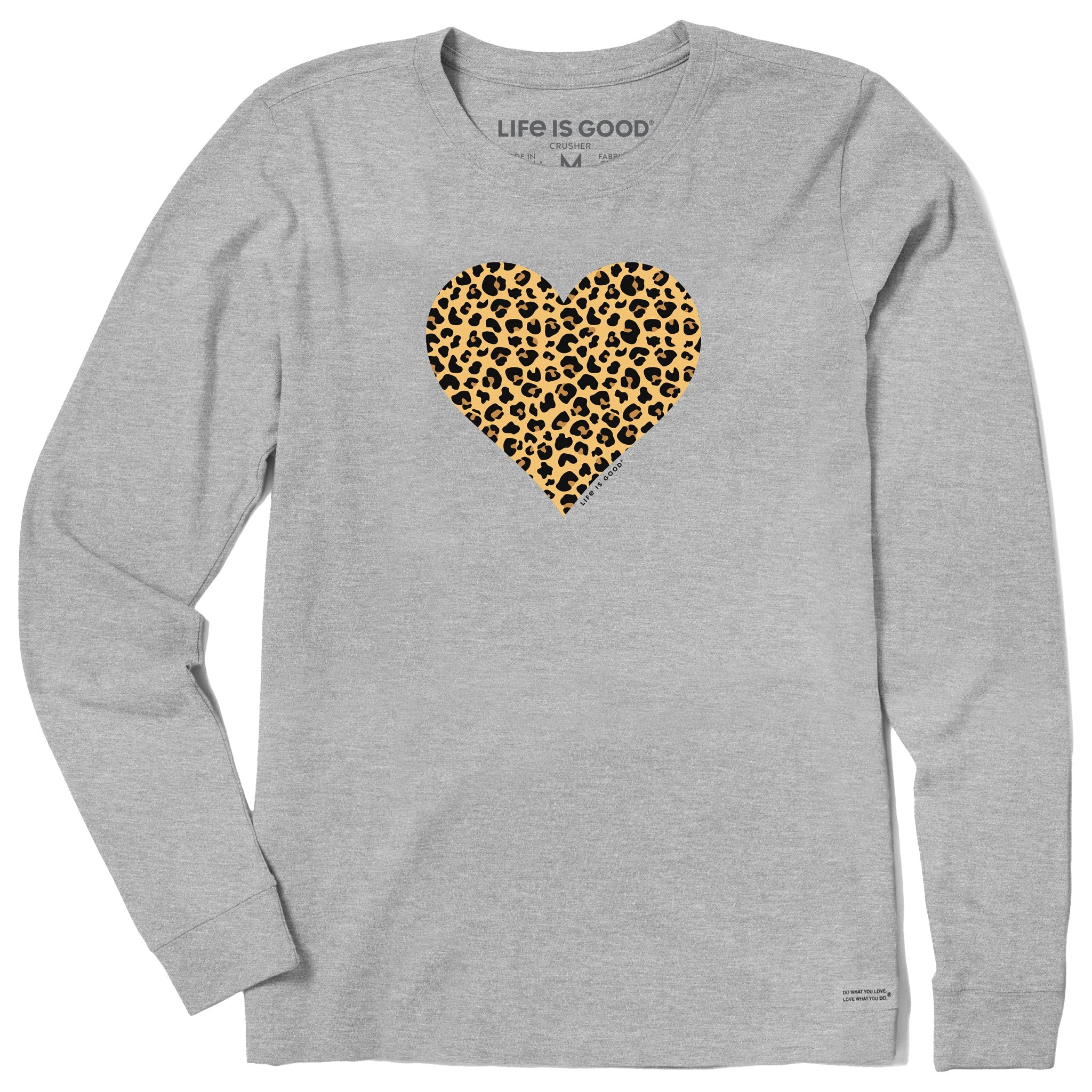 Women's Leopard Heart Long Sleeve Crusher Tee