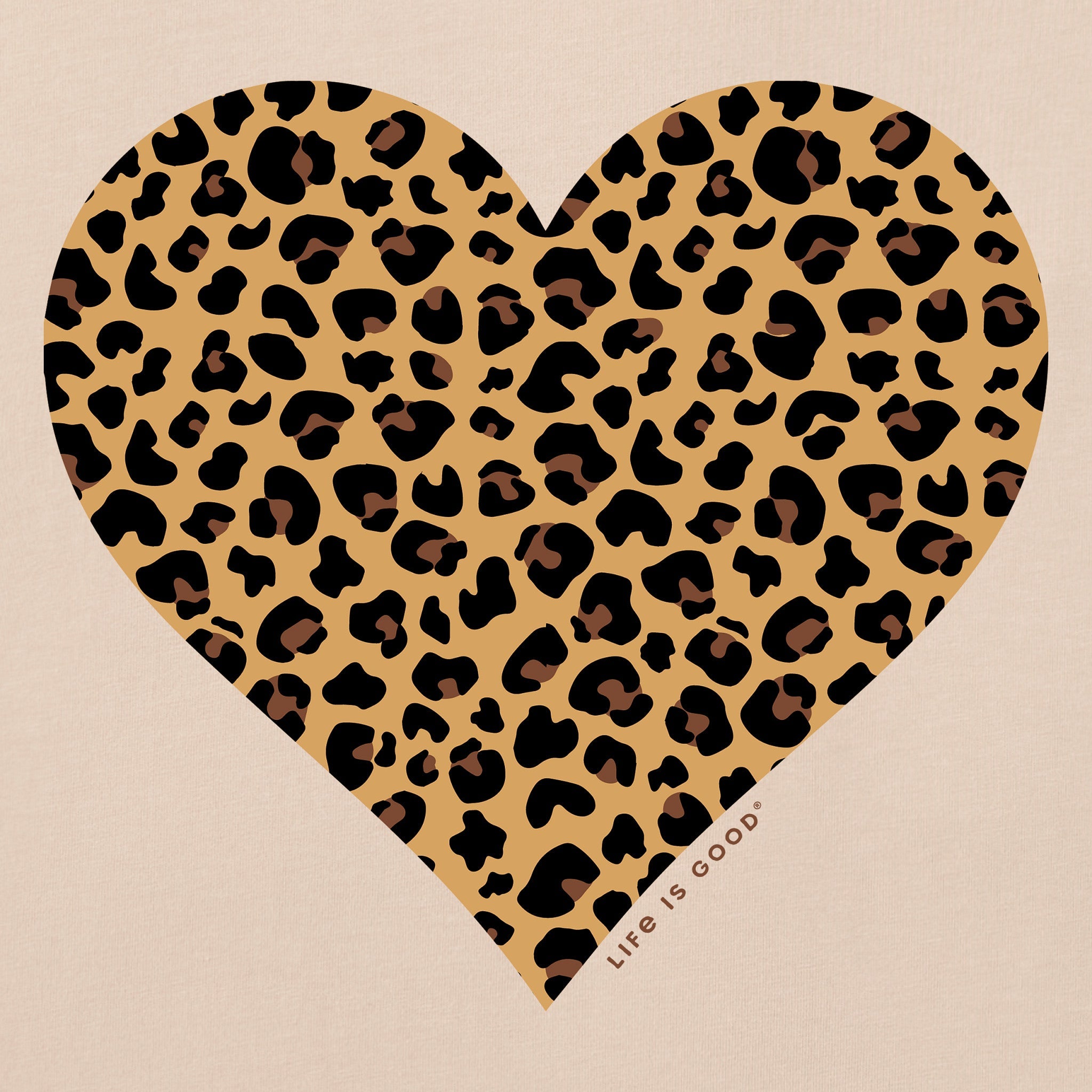 Women's Leopard Heart Long Sleeve Crusher Tee