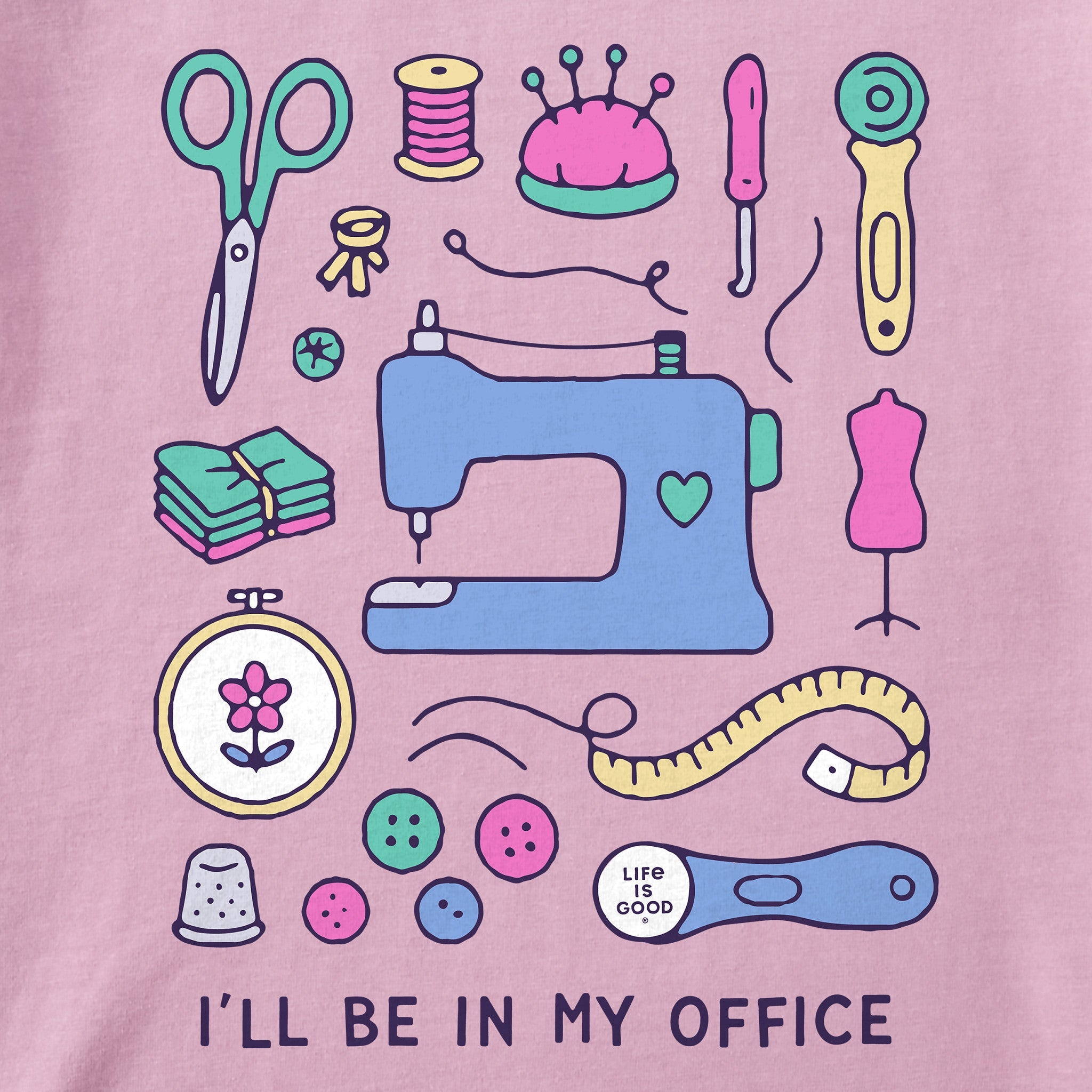 Women's I'll Be in My Office Sewing Short Sleeve Crusher Tee