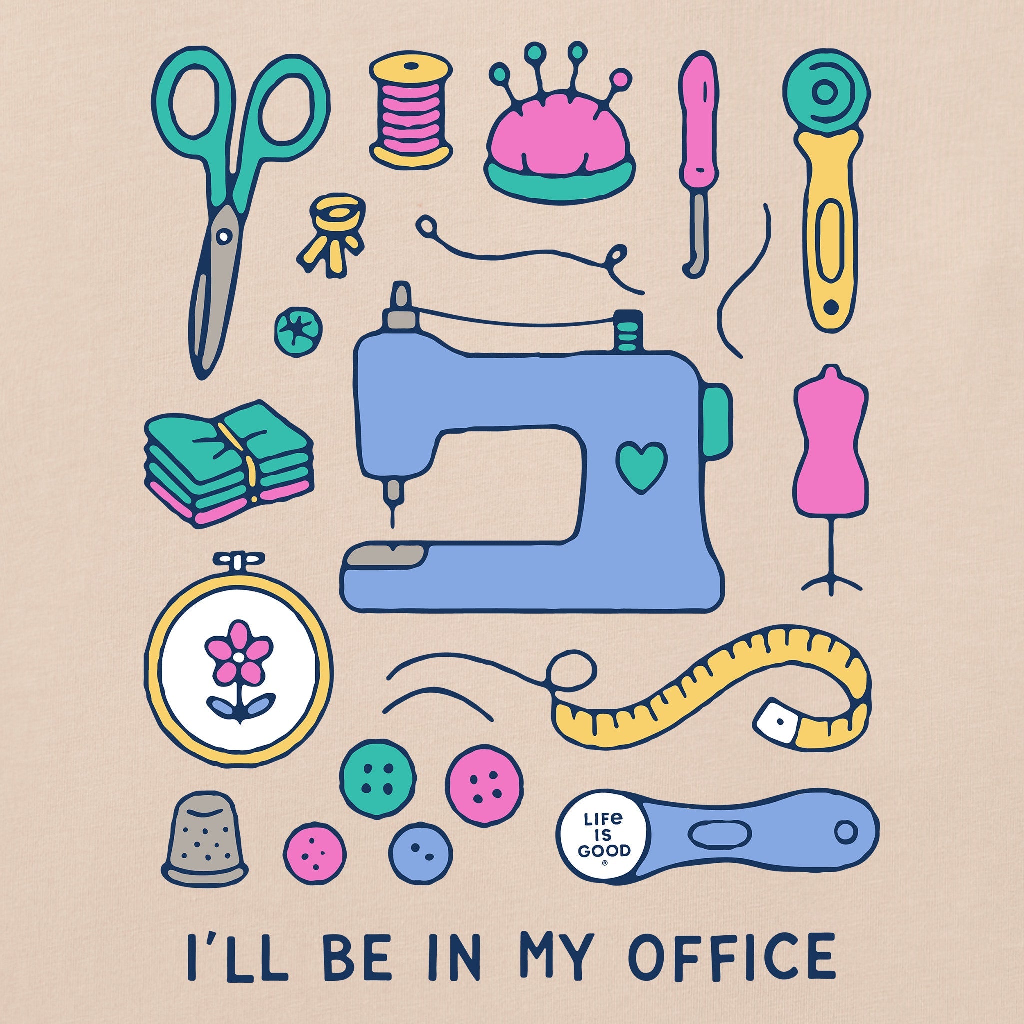 Women's I'll Be in My Office Sewing Short Sleeve Crusher Tee