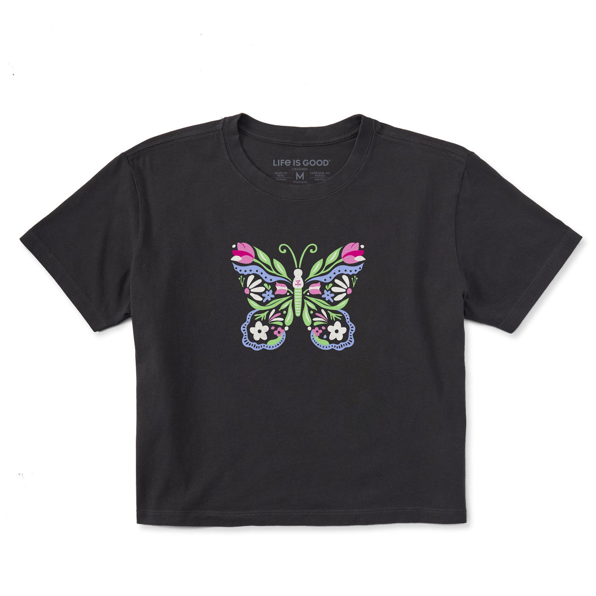 Women's Floral be the Butterfly Short Sleeve Crusher Boxy Tee