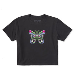 Women's Floral be the Butterfly Short Sleeve Crusher Boxy Tee