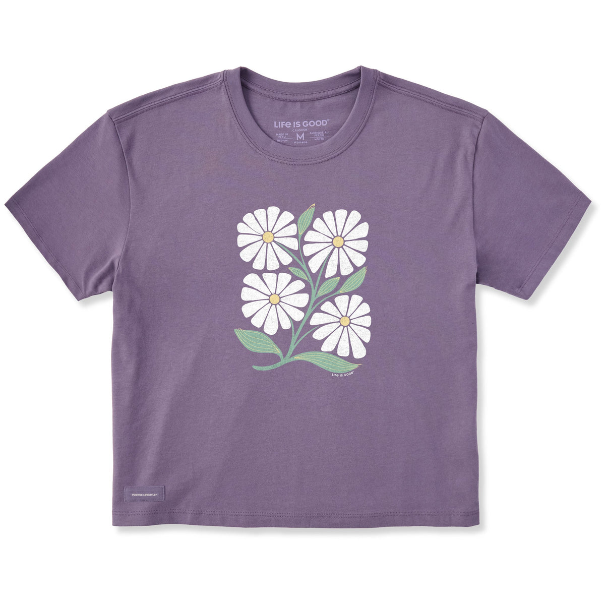 Women's Four Flowers Short Sleeve Crusher Boxy Tee