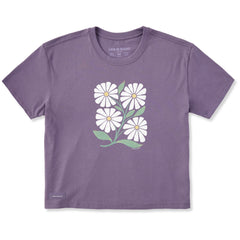 Women's Four Flowers Short Sleeve Crusher Boxy Tee