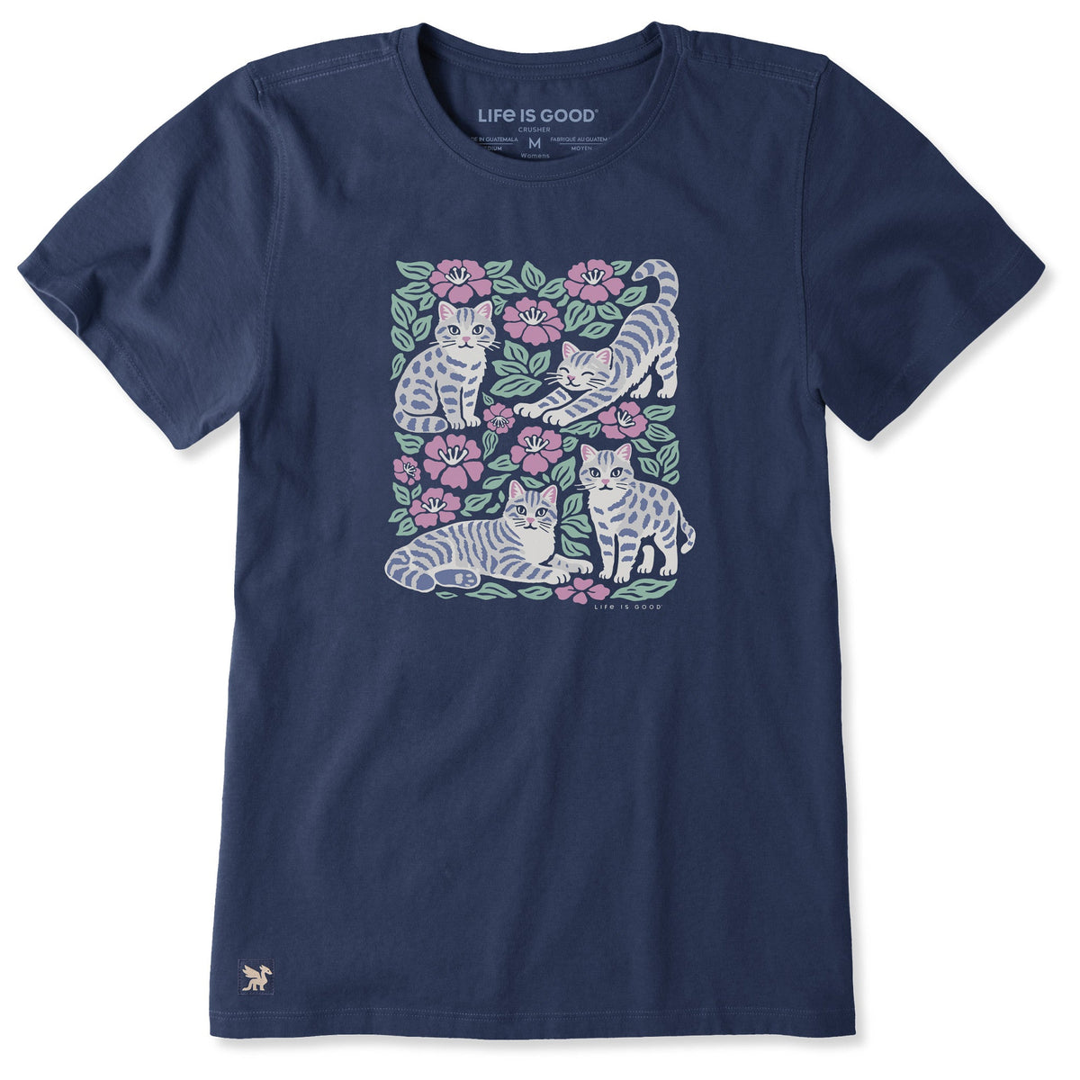Women's Cats and Flowers Short Sleeve Tee