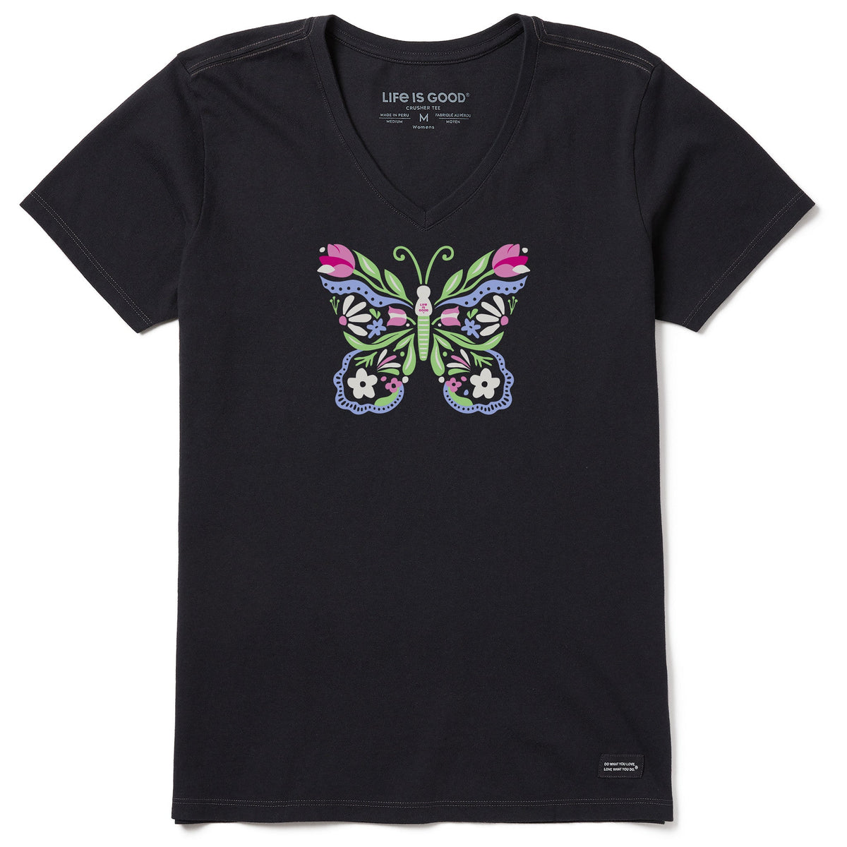 Women's Floral be the Butterfly Short Sleeve Vee