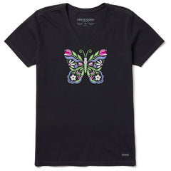 Women's Floral be the Butterfly Short Sleeve Vee