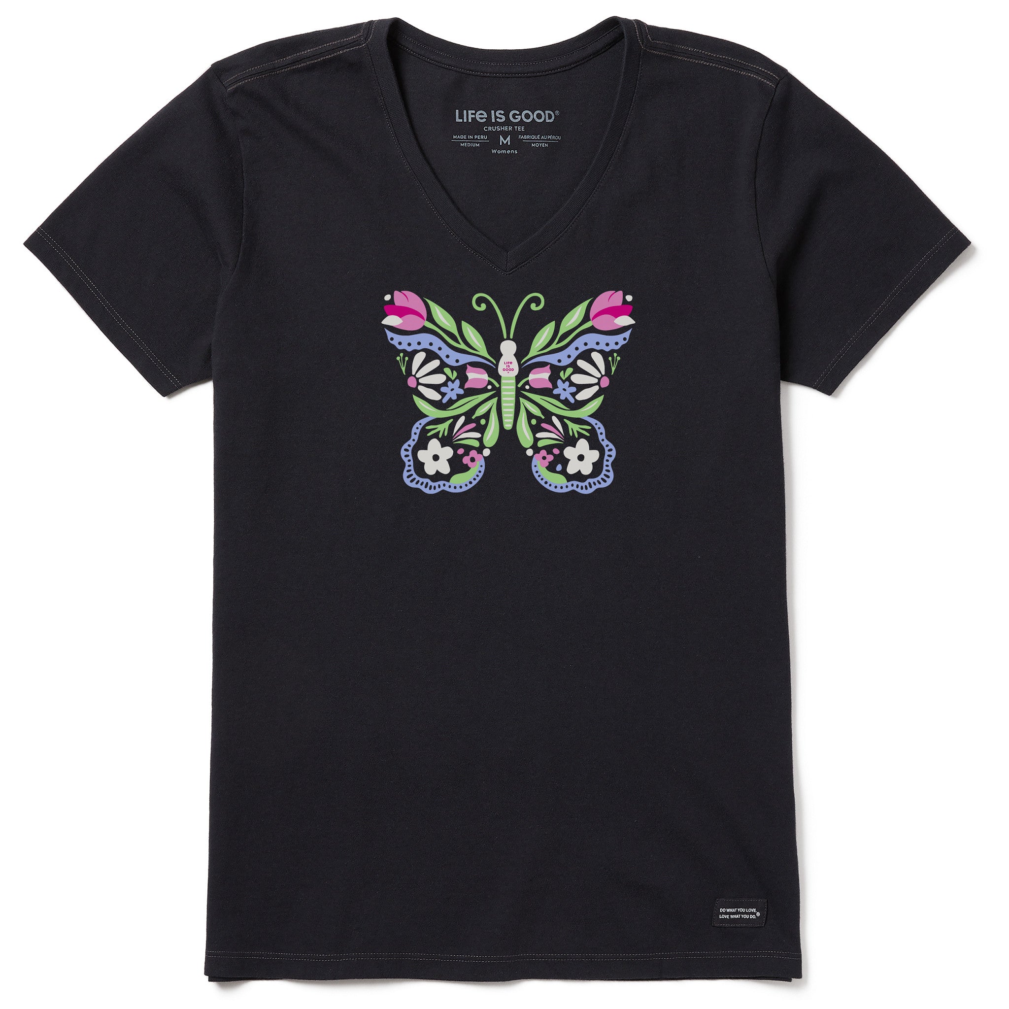 Women's Floral be the Butterfly Short Sleeve Vee