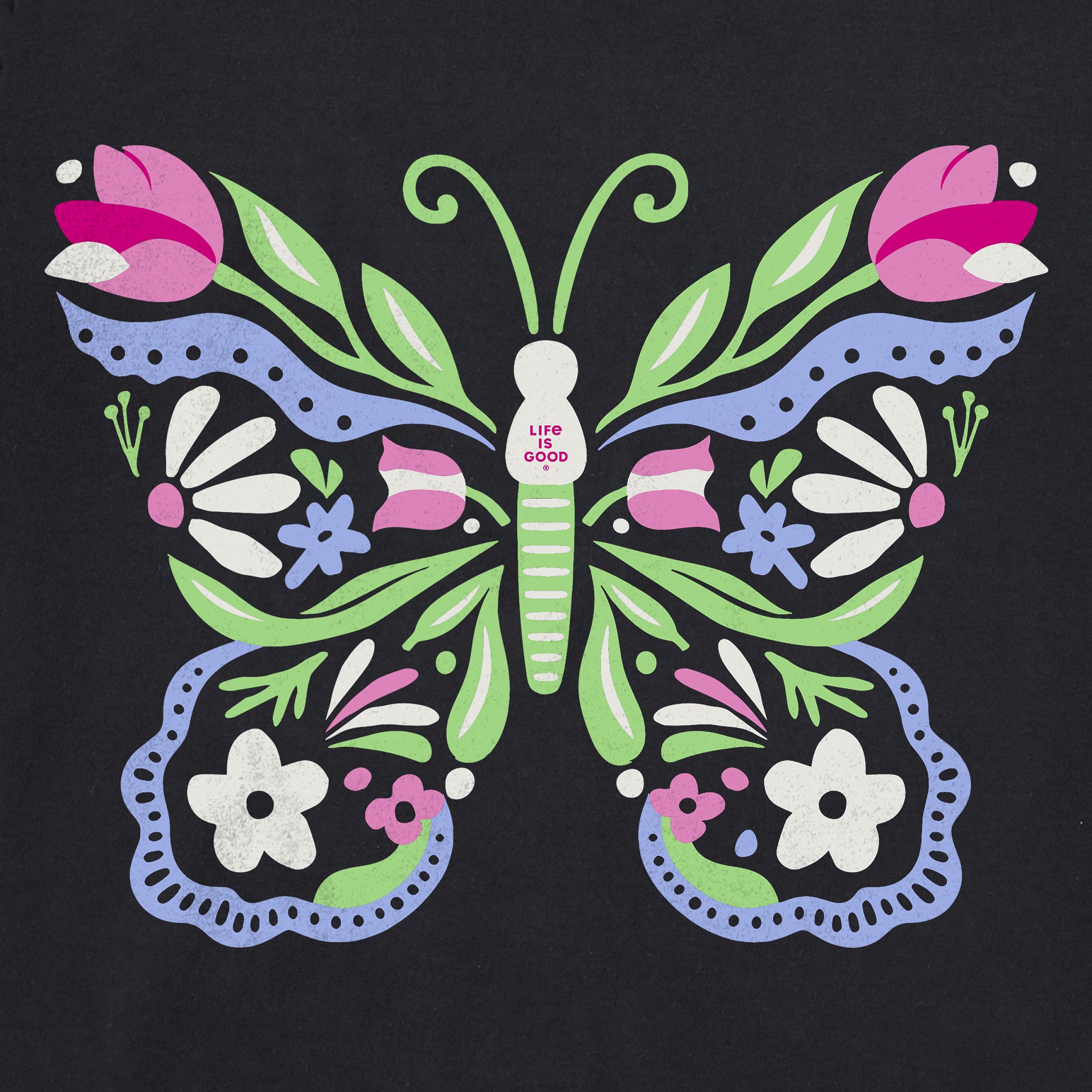 Women's Floral be the Butterfly Short Sleeve Vee