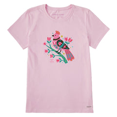Women's Flower Bird Short Sleeve Crusher Tee