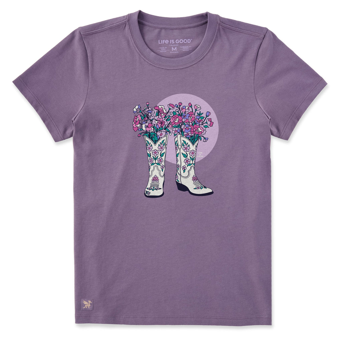 Women's Foral Cowgirl Boots Short Sleeve Crusher Tee