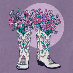 Women's Foral Cowgirl Boots Short Sleeve Crusher Tee