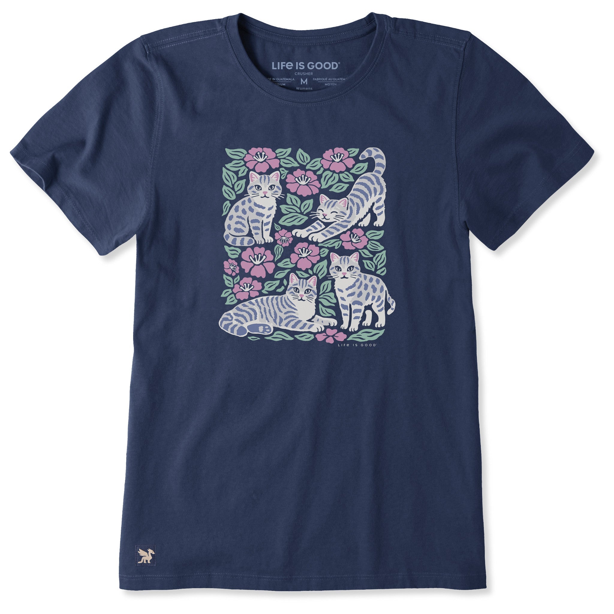 Women's Cats and Flowers Short Sleeve Tee