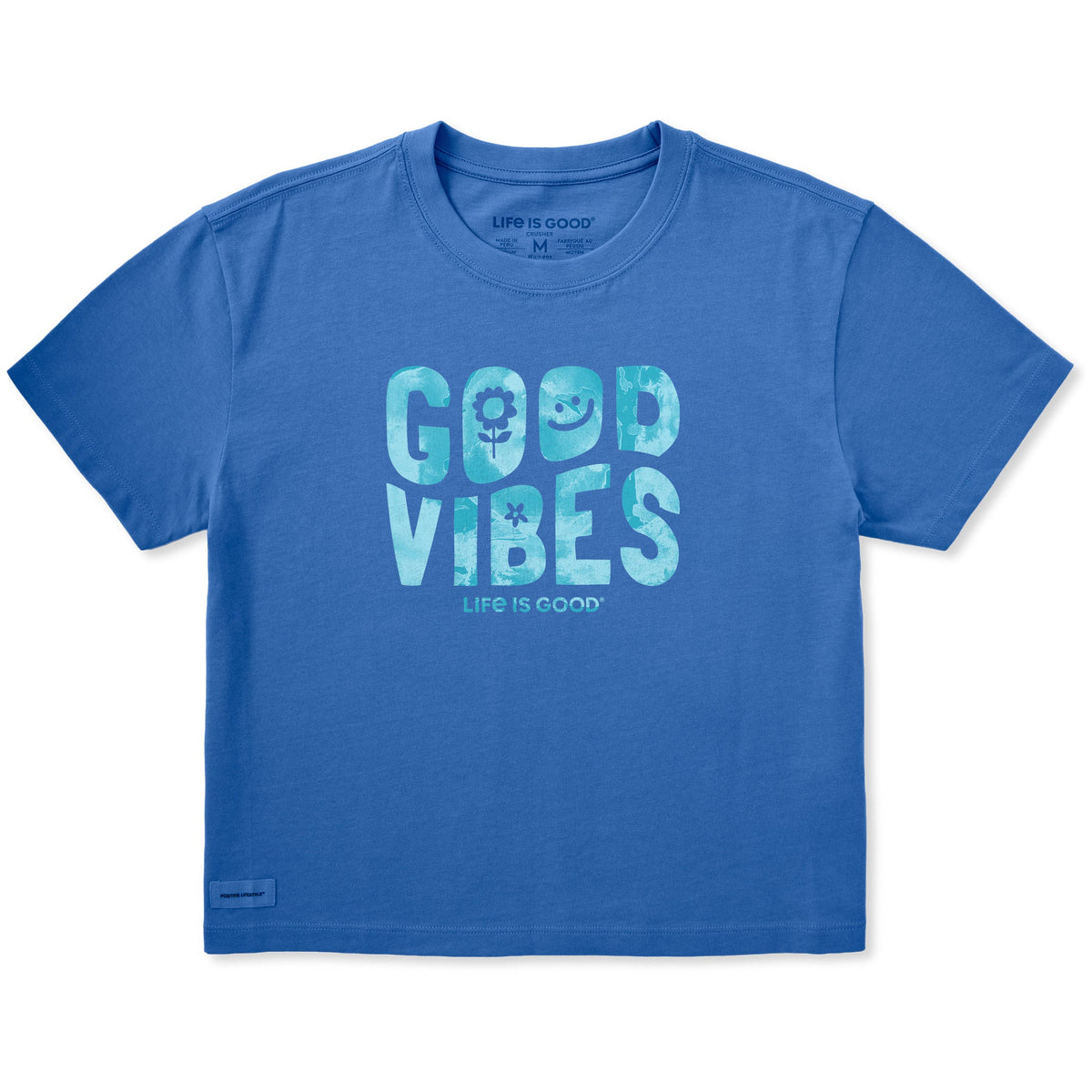 Women's Good Vibes Tie Dye Short Sleeve Crusher Boxy Tee