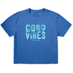 Women's Good Vibes Tie Dye Short Sleeve Crusher Boxy Tee