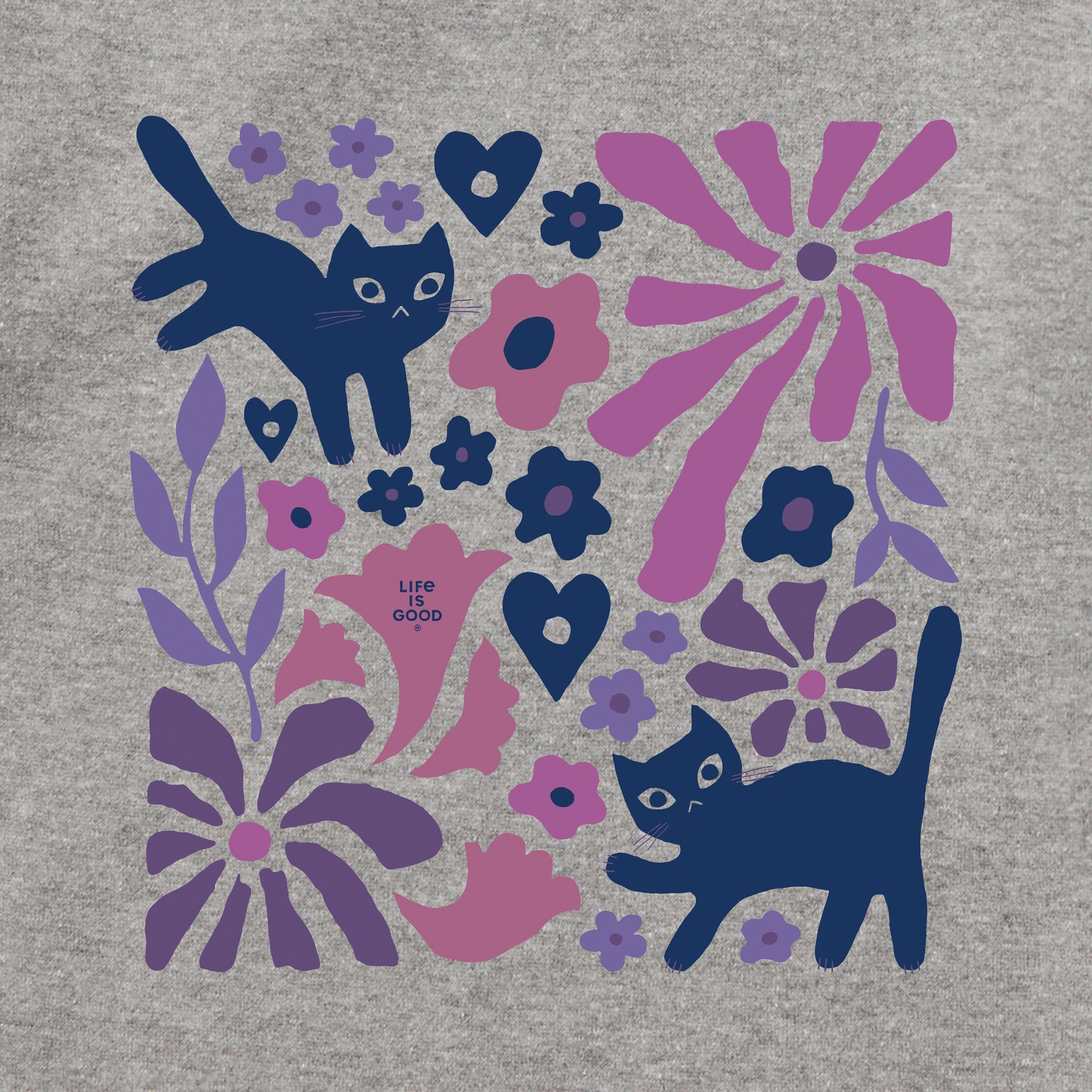 Adult Unisex Cats in Flower Field Every Wear Crew Sweatshirt