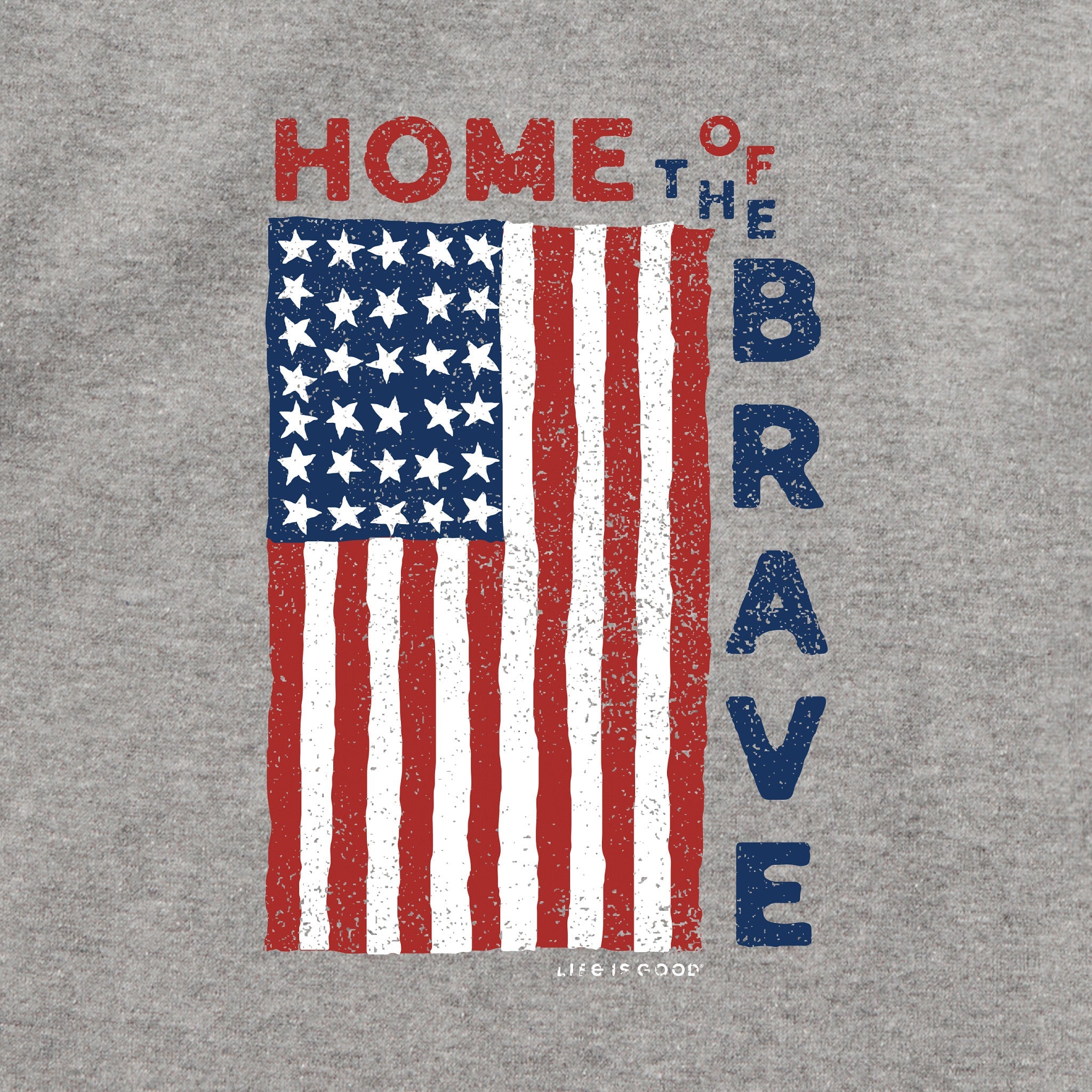 Adult Unisex Home of the Brave Raggedy Flag Every Wear Crew Sweatshirt