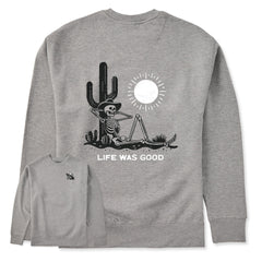 Adult Unisex Life was Good Cowboy Skull Every Wear Crew Sweatshirt