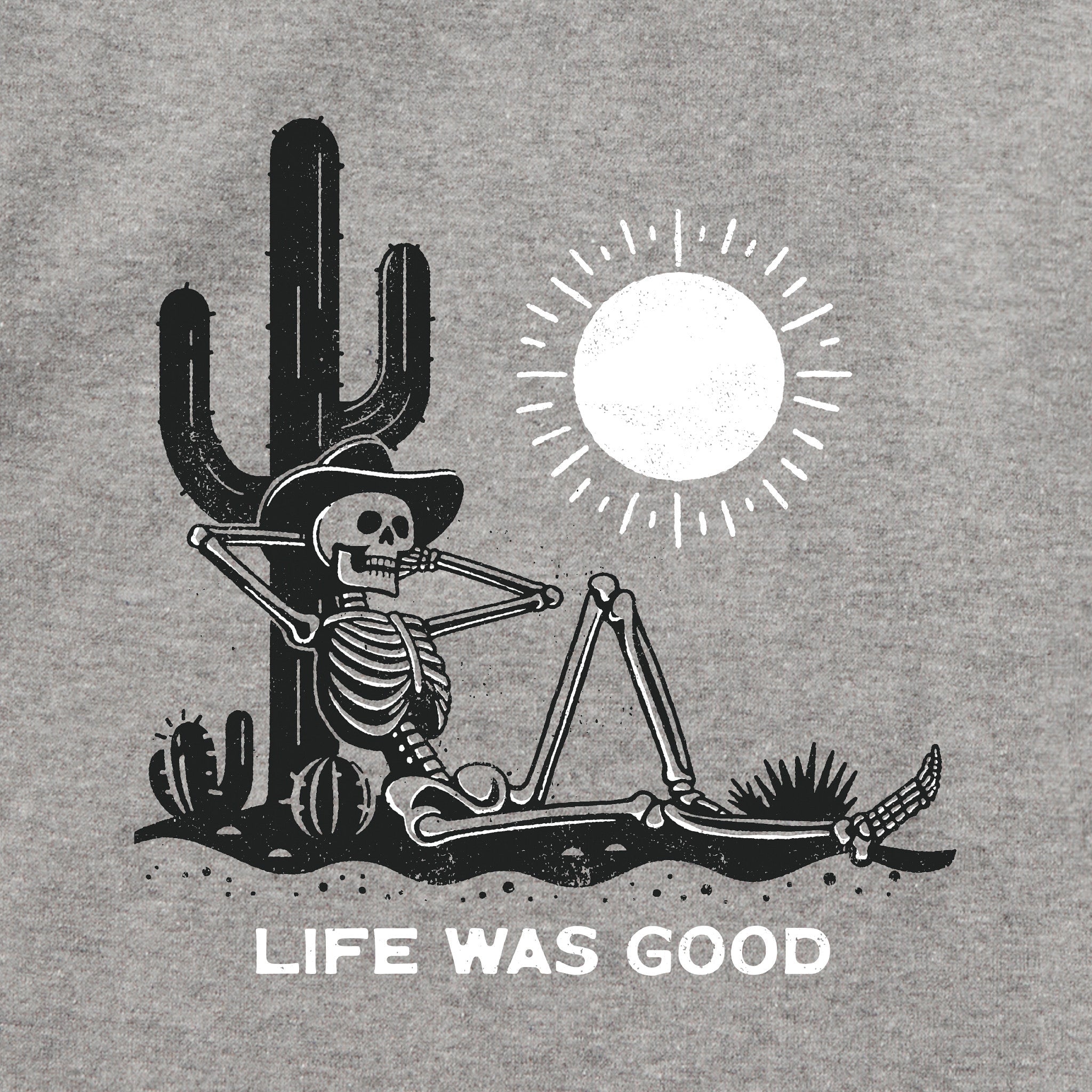 Adult Unisex Life was Good Cowboy Skull Every Wear Crew Sweatshirt