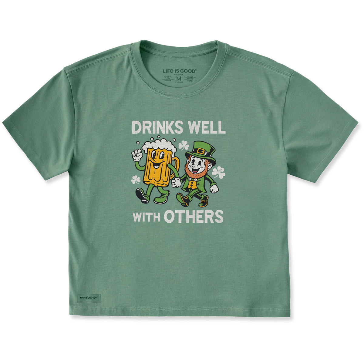Women's Drinks Well With Others Leprechaun Short Sleeve Crusher Boxy Tee