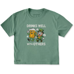 Women's Drinks Well With Others Leprechaun Short Sleeve Crusher Boxy Tee