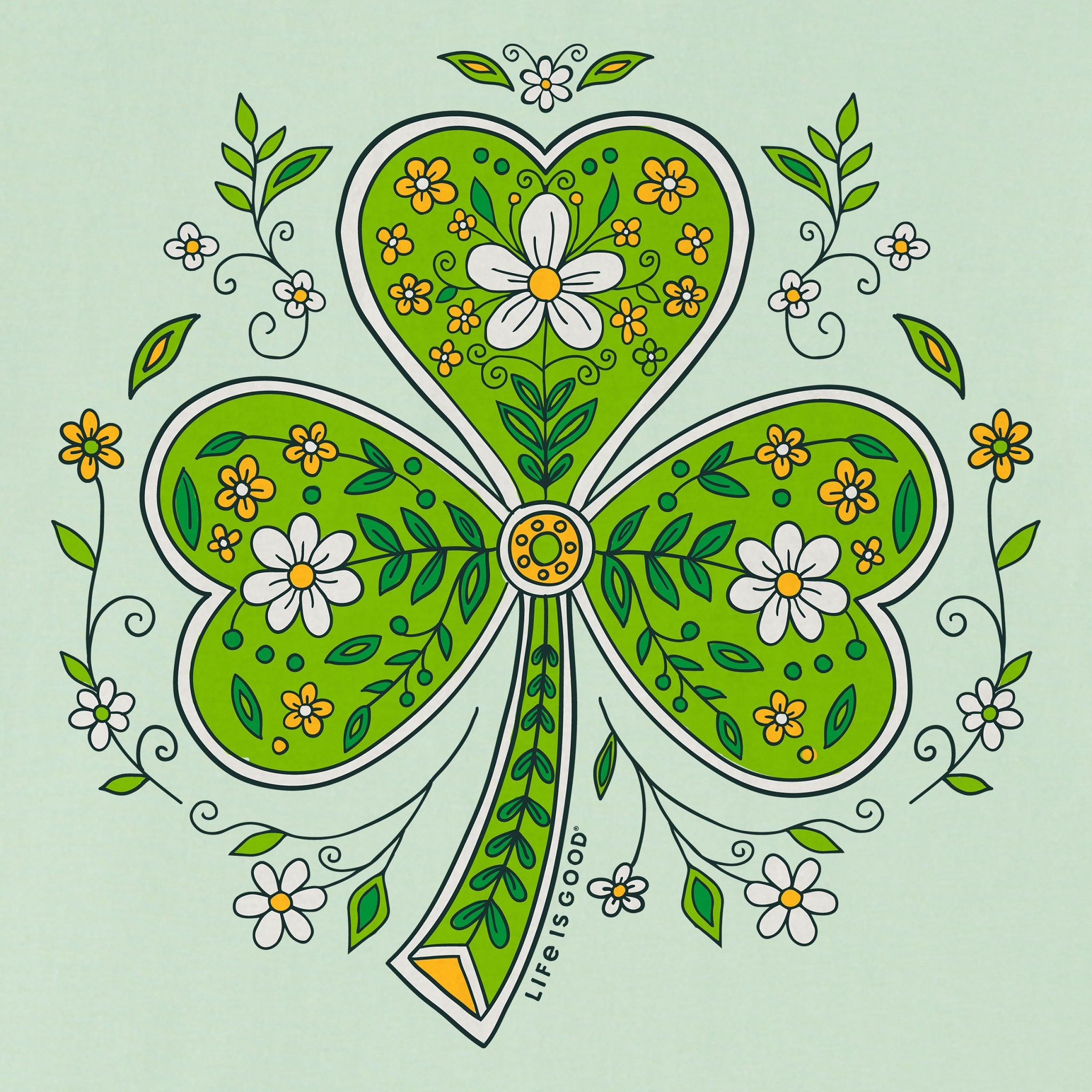 Women's Doodle Shamrock Short Sleeve Crusher Boxy Tee