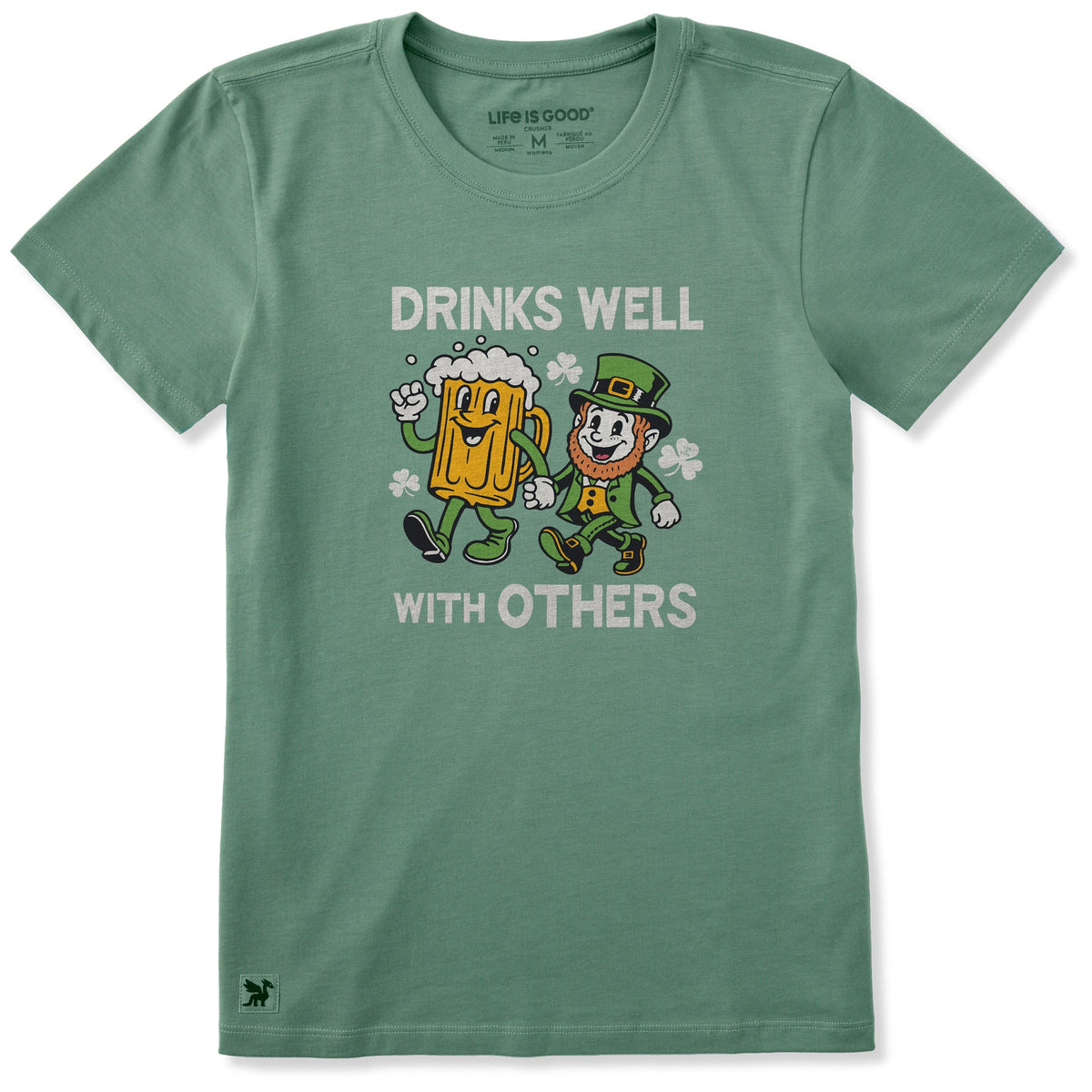 Women's Drinks Well With Others Leprechaun Short Sleeve Crusher Tee