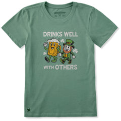 Women's Drinks Well With Others Leprechaun Short Sleeve Crusher Tee