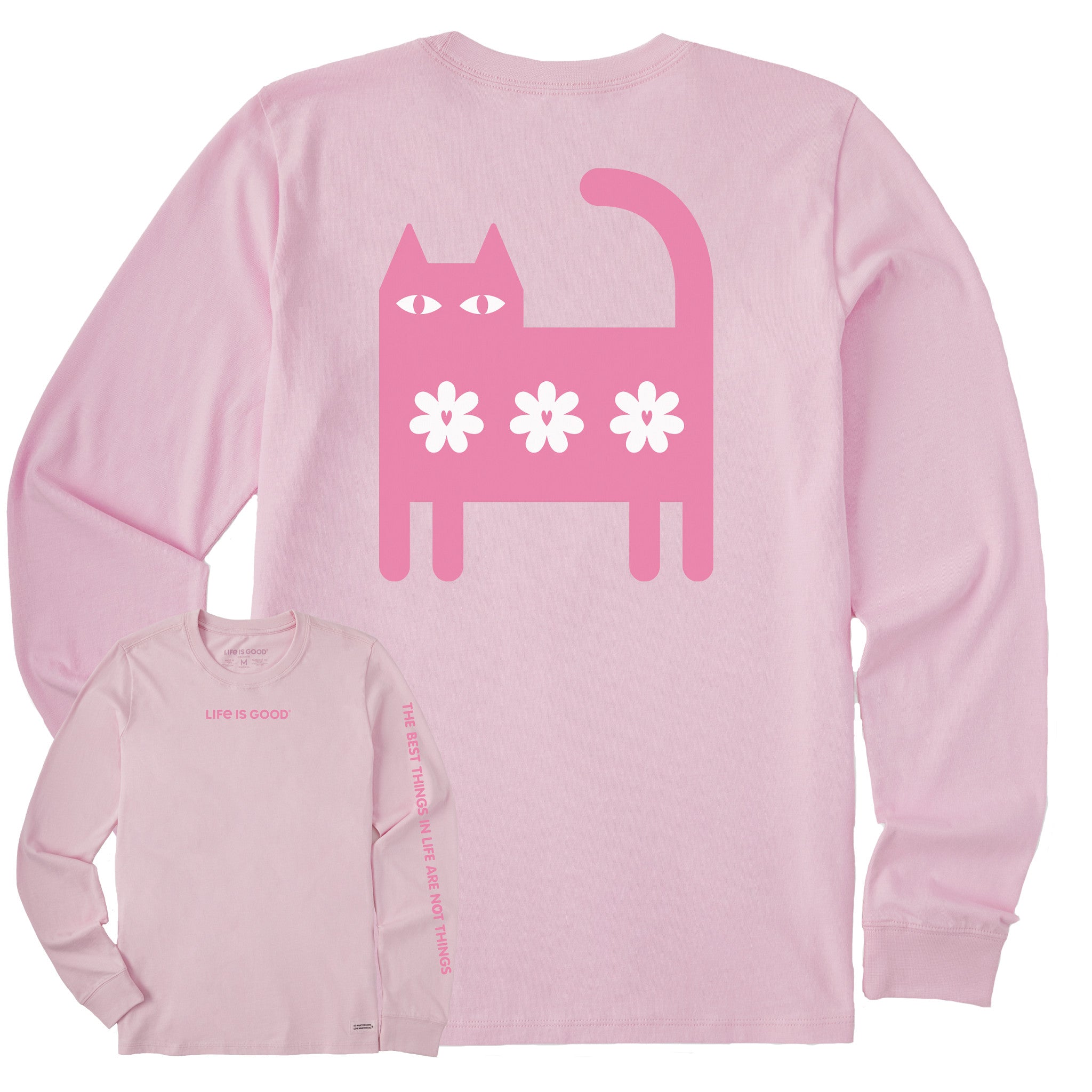 Women's Cat Three Daisies Long Sleeve Crusher Tee