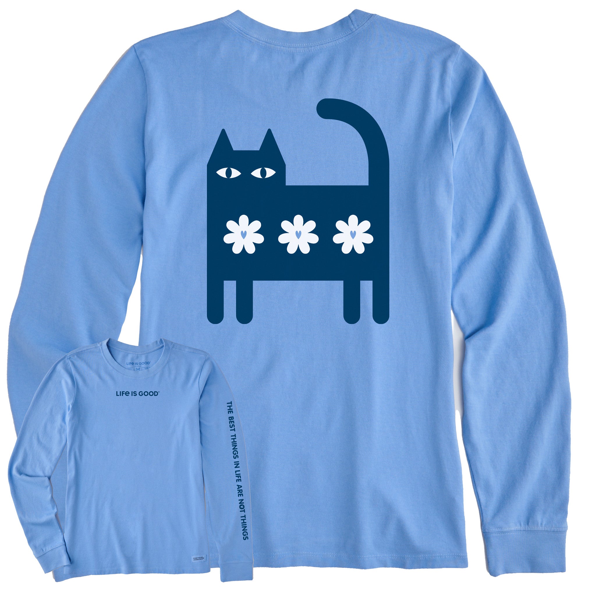 Women's Cat Three Daisies Long Sleeve Crusher Tee