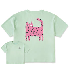 Women's Cat Heart Spots Short Sleeve Crusher Boxy Tee