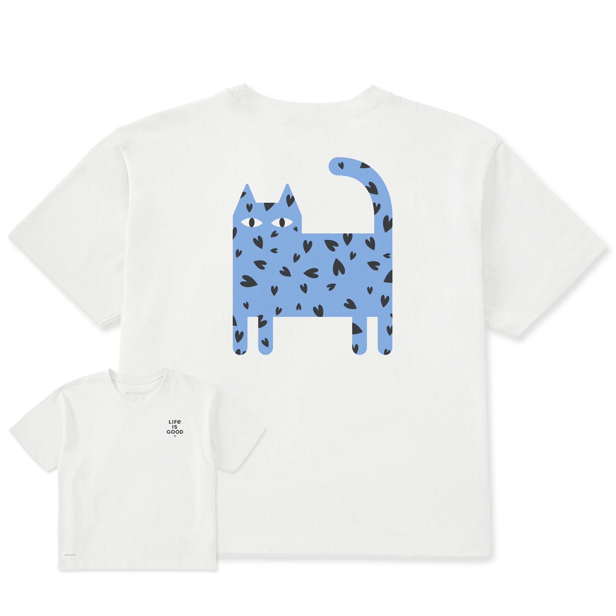 Women's Cat Heart Spots Short Sleeve Crusher Boxy Tee