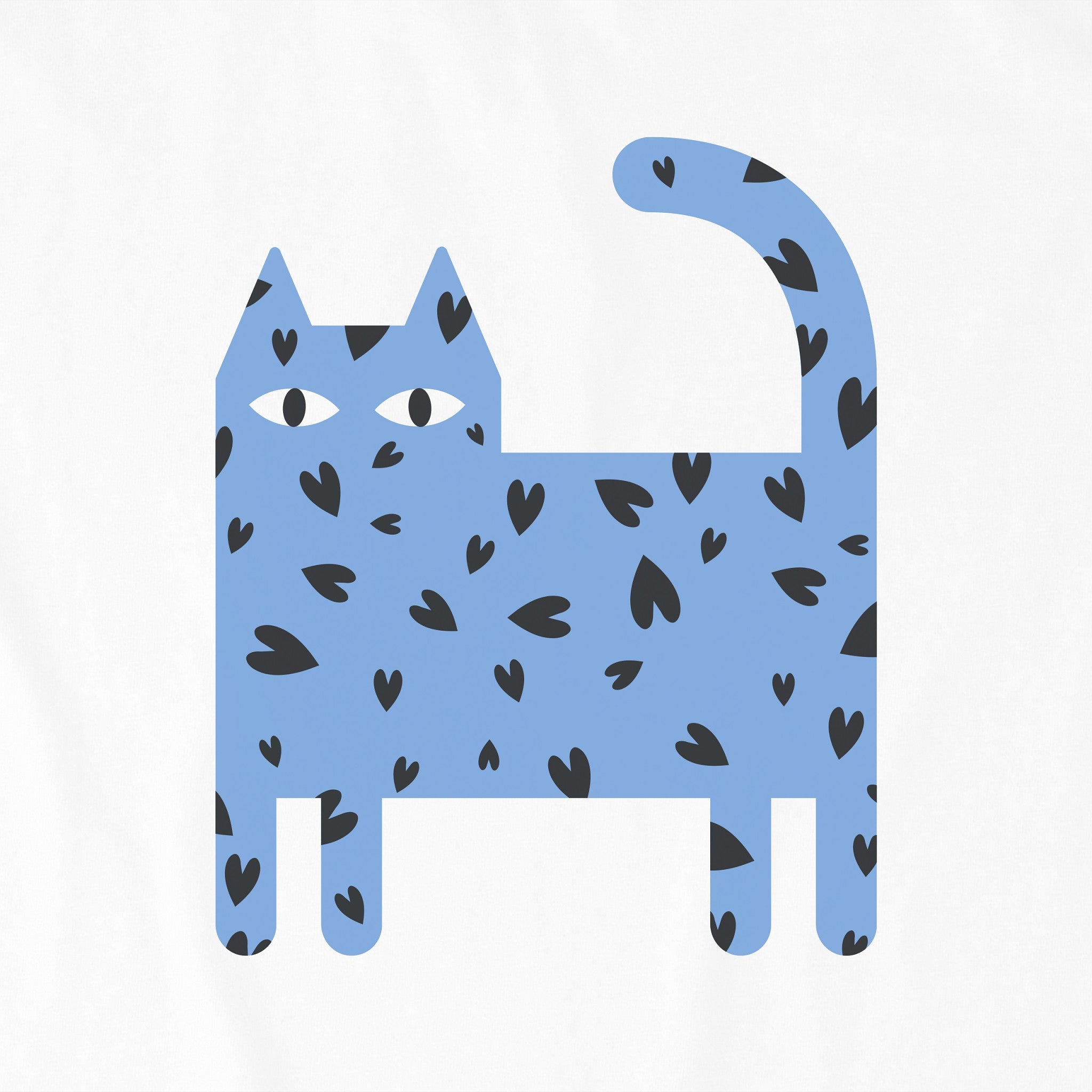 Women's Cat Heart Spots Short Sleeve Crusher Boxy Tee